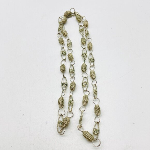Vintage Gold Tone Chain Necklace with Oval Beads - Picture 3 of 8